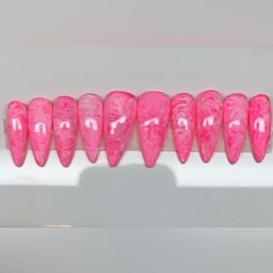 pink Marble press on nails